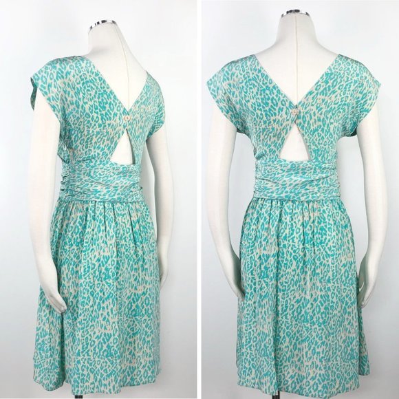 Tucker S Silk Cat's Bright Eye Leopard Print Dress - Picture 4 of 8